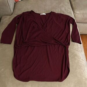 V-neck burgundy top